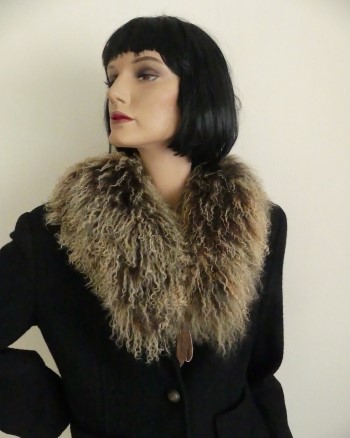 Tibetlamm-Schal beige-mix